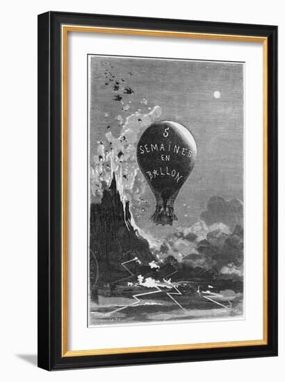 Frontispiece to "Five Weeks in a Balloon" by Jules Verne-Édouard Riou-Framed Giclee Print