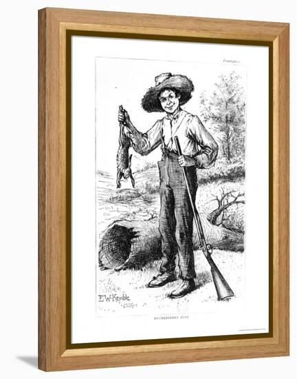 Frontispiece to "The Adventures of Huckleberry Finn," by Mark Twain 1884-Edward Windsor Kemble-Framed Premier Image Canvas