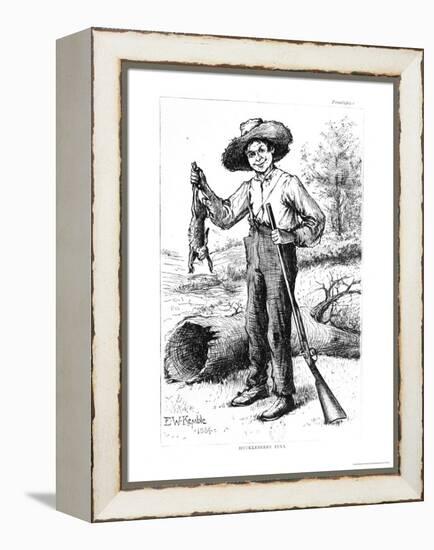 Frontispiece to "The Adventures of Huckleberry Finn," by Mark Twain 1884-Edward Windsor Kemble-Framed Premier Image Canvas