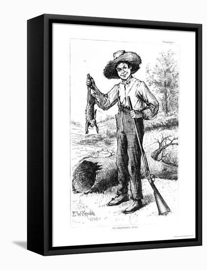 Frontispiece to "The Adventures of Huckleberry Finn," by Mark Twain 1884-Edward Windsor Kemble-Framed Premier Image Canvas