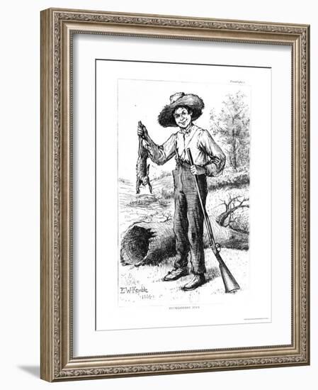 Frontispiece to "The Adventures of Huckleberry Finn," by Mark Twain 1884-Edward Windsor Kemble-Framed Giclee Print