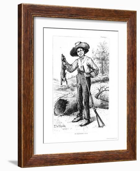 Frontispiece to "The Adventures of Huckleberry Finn," by Mark Twain 1884-Edward Windsor Kemble-Framed Giclee Print