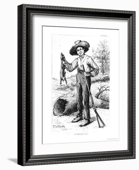 Frontispiece to "The Adventures of Huckleberry Finn," by Mark Twain 1884-Edward Windsor Kemble-Framed Giclee Print