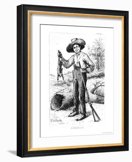 Frontispiece to "The Adventures of Huckleberry Finn," by Mark Twain 1884-Edward Windsor Kemble-Framed Giclee Print