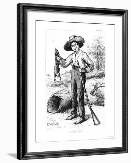 Frontispiece to "The Adventures of Huckleberry Finn," by Mark Twain 1884-Edward Windsor Kemble-Framed Giclee Print