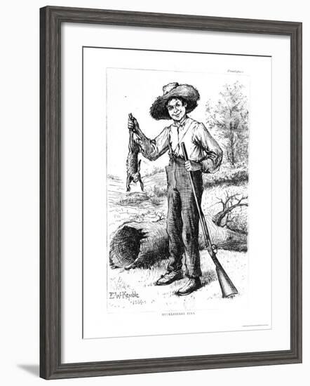 Frontispiece to "The Adventures of Huckleberry Finn," by Mark Twain 1884-Edward Windsor Kemble-Framed Giclee Print