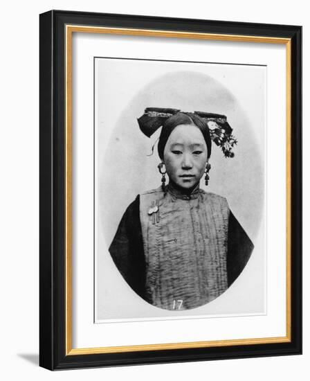 Frontview of Coiffure of a Married Manchu Matron, C.1867-72-John Thomson-Framed Photographic Print