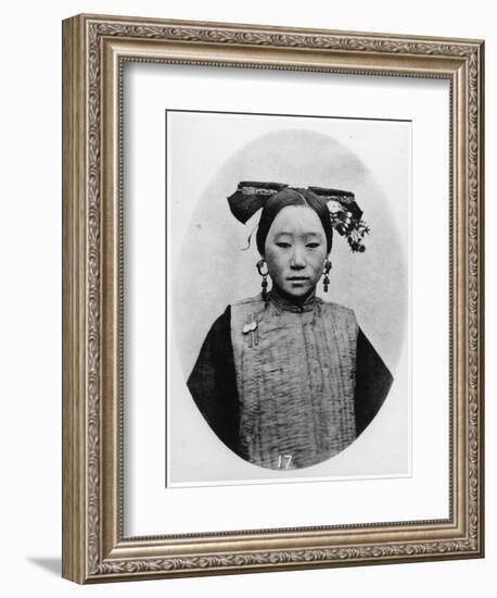 Frontview of Coiffure of a Married Manchu Matron, C.1867-72-John Thomson-Framed Photographic Print