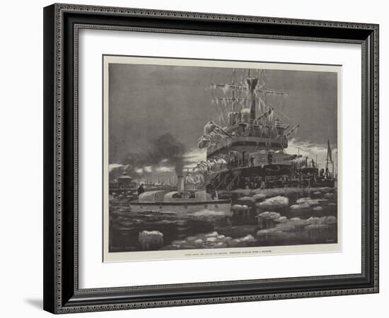 Frost, Snow, and Ice on the Medway, Sheerness Harbour after a Blizzard-Fred T. Jane-Framed Giclee Print