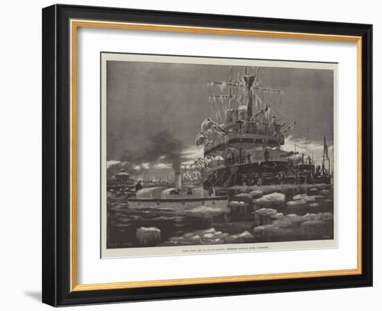 Frost, Snow, and Ice on the Medway, Sheerness Harbour after a Blizzard-Fred T. Jane-Framed Giclee Print