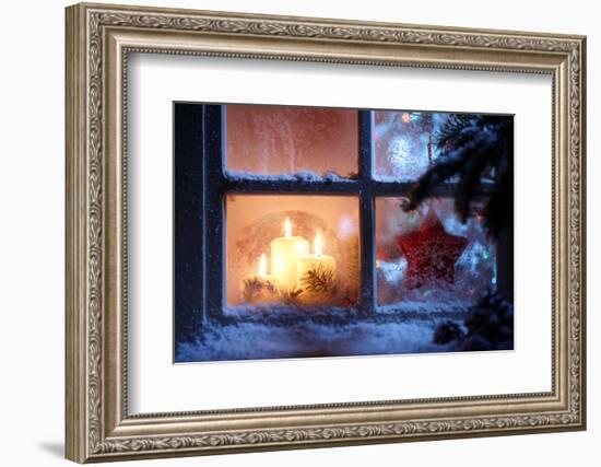 Frosted Window with Christmas Decoration-Sofiaworld-Framed Photographic Print