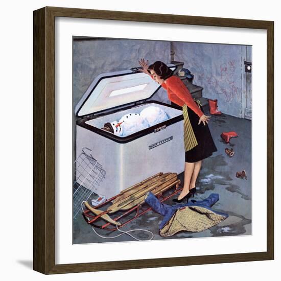 "Frosty in the Freezer", February 21, 1959-John Falter-Framed Giclee Print