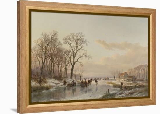Frozen Canal Near the River Maas-Andreas Schelfhout-Framed Stretched Canvas