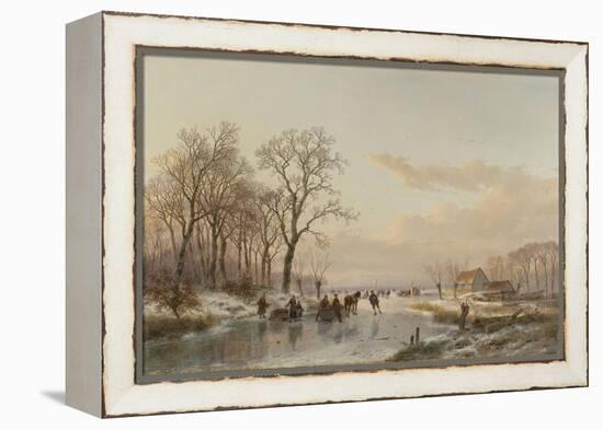 Frozen Canal Near the River Maas-Andreas Schelfhout-Framed Stretched Canvas