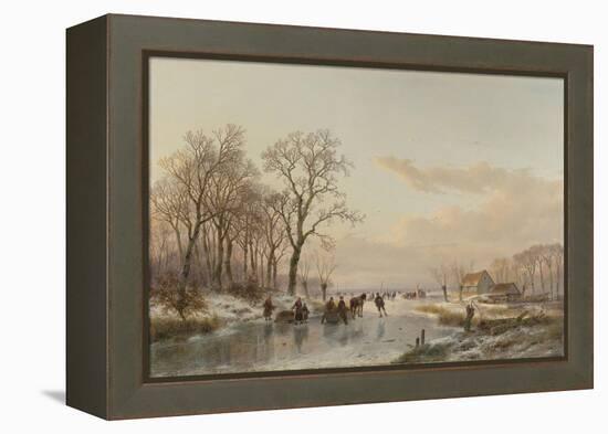 Frozen Canal Near the River Maas-Andreas Schelfhout-Framed Stretched Canvas