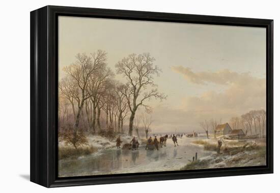 Frozen Canal Near the River Maas-Andreas Schelfhout-Framed Stretched Canvas