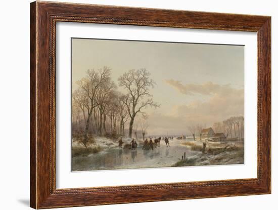 Frozen Canal Near the River Maas-Andreas Schelfhout-Framed Art Print