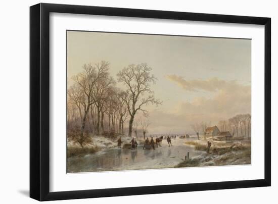 Frozen Canal Near the River Maas-Andreas Schelfhout-Framed Art Print