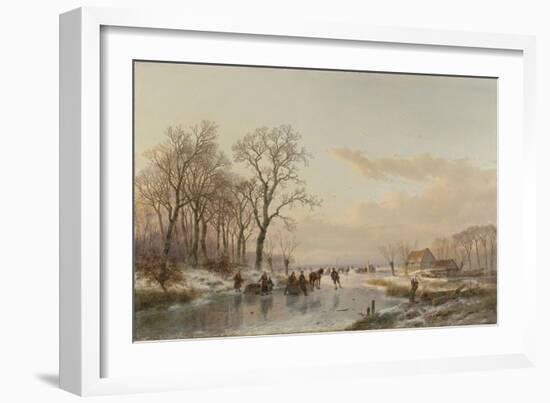 Frozen Canal Near the River Maas-Andreas Schelfhout-Framed Art Print