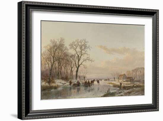 Frozen Canal Near the River Maas-Andreas Schelfhout-Framed Art Print