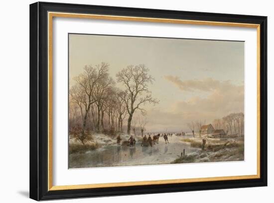 Frozen Canal Near the River Maas-Andreas Schelfhout-Framed Art Print