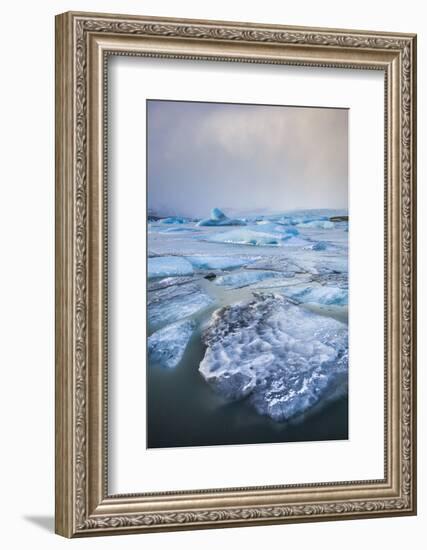 Frozen Icebergs in the Frozen Waters of Fjallsarlon Glacier Lagoon, South East Iceland, Iceland-Neale Clark-Framed Photographic Print