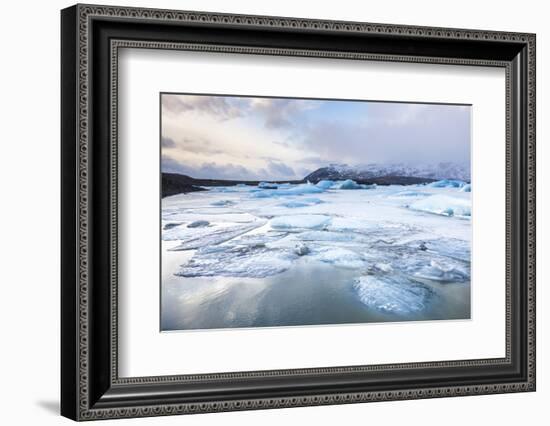 Frozen Icebergs in the Frozen Waters of Fjallsarlon Glacier Lagoon, South East Iceland, Iceland-Neale Clark-Framed Photographic Print