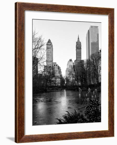 Frozen Lake "The Pond" in Central Park with 5th Avenue Buildings-Philippe Hugonnard-Framed Photographic Print