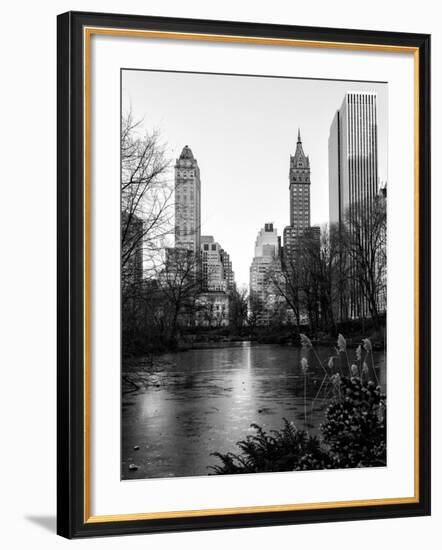 Frozen Lake "The Pond" in Central Park with 5th Avenue Buildings-Philippe Hugonnard-Framed Photographic Print