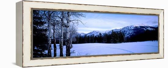 Frozen Lake with Mountains in the Background, Colin Range, Jasper National Park, Alberta, Canada-null-Framed Stretched Canvas