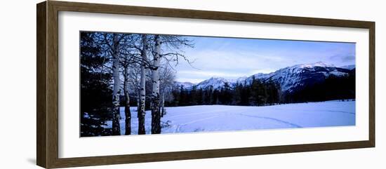 Frozen Lake with Mountains in the Background, Colin Range, Jasper National Park, Alberta, Canada-null-Framed Photographic Print