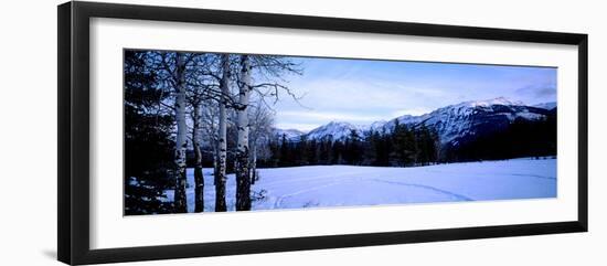 Frozen Lake with Mountains in the Background, Colin Range, Jasper National Park, Alberta, Canada-null-Framed Photographic Print