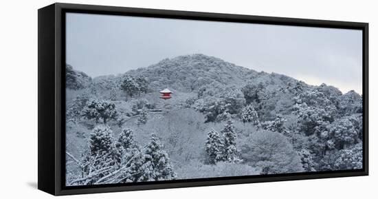 Frozen landscape in Kiyomizu-dera temple, Kyoto, Japan, Asia-Damien Douxchamps-Framed Premier Image Canvas