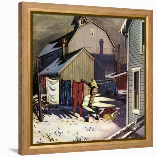 "Frozen Laundry", March 8, 1952-Stevan Dohanos-Framed Premier Image Canvas