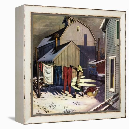 "Frozen Laundry", March 8, 1952-Stevan Dohanos-Framed Premier Image Canvas