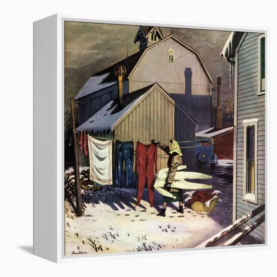 "Frozen Laundry", March 8, 1952-Stevan Dohanos-Framed Premier Image Canvas