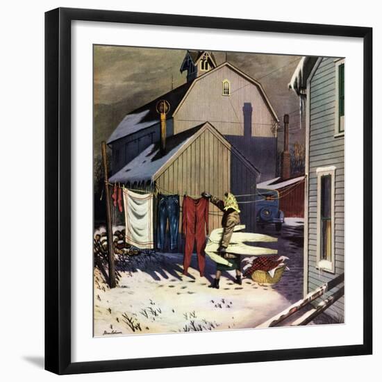 "Frozen Laundry", March 8, 1952-Stevan Dohanos-Framed Giclee Print