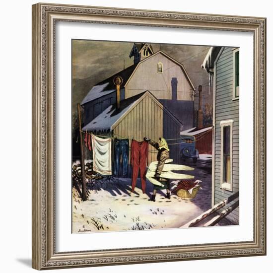 "Frozen Laundry", March 8, 1952-Stevan Dohanos-Framed Giclee Print