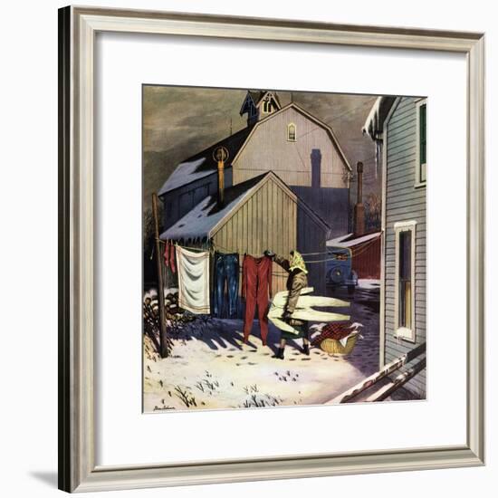 "Frozen Laundry", March 8, 1952-Stevan Dohanos-Framed Giclee Print