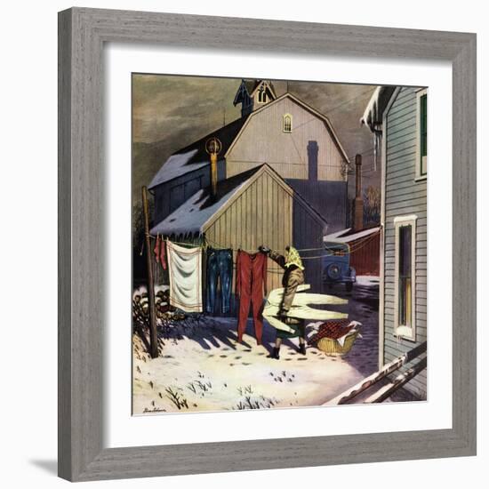 "Frozen Laundry", March 8, 1952-Stevan Dohanos-Framed Giclee Print