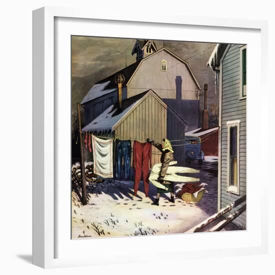 "Frozen Laundry", March 8, 1952-Stevan Dohanos-Framed Giclee Print