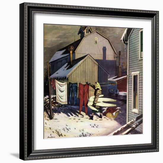 "Frozen Laundry", March 8, 1952-Stevan Dohanos-Framed Giclee Print