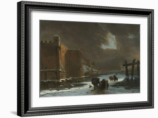 Frozen Moat outside City Walls (Oil on Canvas)-Jan Asselyn-Framed Giclee Print