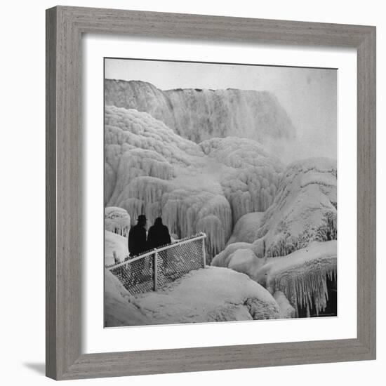 Frozen Niagara Falls, Trees, Park Grounds and Rocks Covered with Ice and Mist-Andreas Feininger-Framed Photographic Print