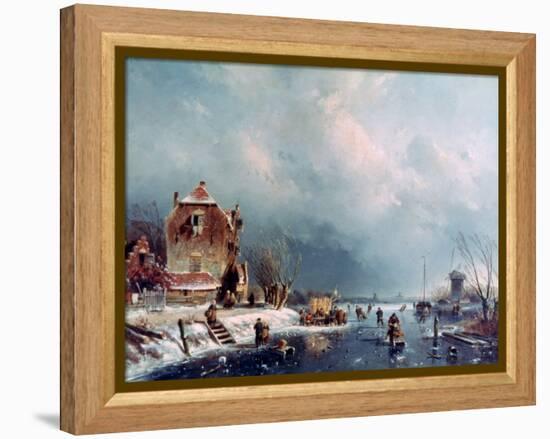 Frozen River, 1787-1870-Andreas Schelfhout-Framed Premier Image Canvas