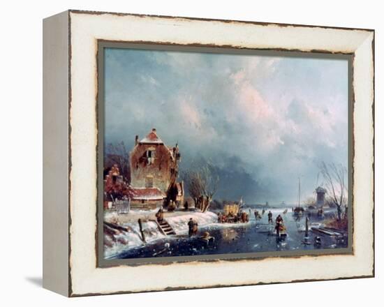 Frozen River, 1787-1870-Andreas Schelfhout-Framed Premier Image Canvas