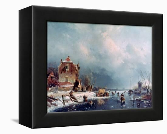 Frozen River, 1787-1870-Andreas Schelfhout-Framed Premier Image Canvas