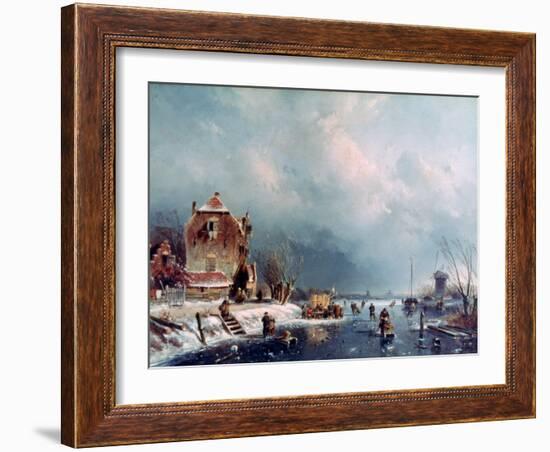 Frozen River, 1787-1870-Andreas Schelfhout-Framed Giclee Print