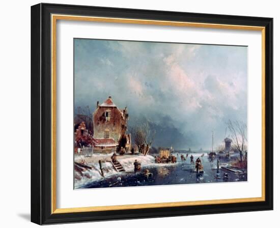 Frozen River, 1787-1870-Andreas Schelfhout-Framed Giclee Print