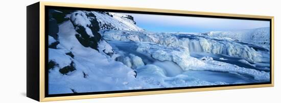 Frozen River and Ice Banks in Mid Winter, Gullfoss, Iceland-Gavin Hellier-Framed Premier Image Canvas